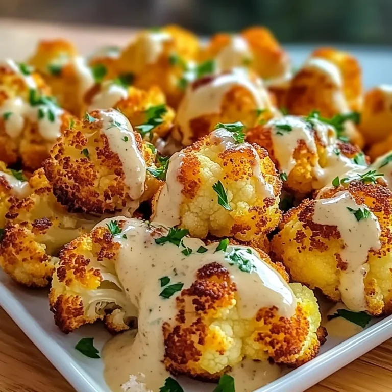 Crispy Baked Cauliflower Bites with Garlic Sauce
