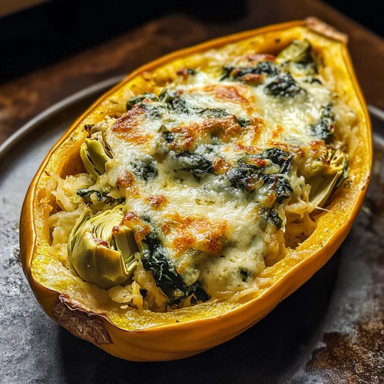 Spinach and Artichoke Stuffed Spaghetti Squash