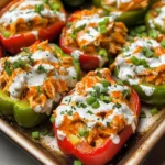 Buffalo Chicken Stuffed Peppers - Dairy Free & Low Carb