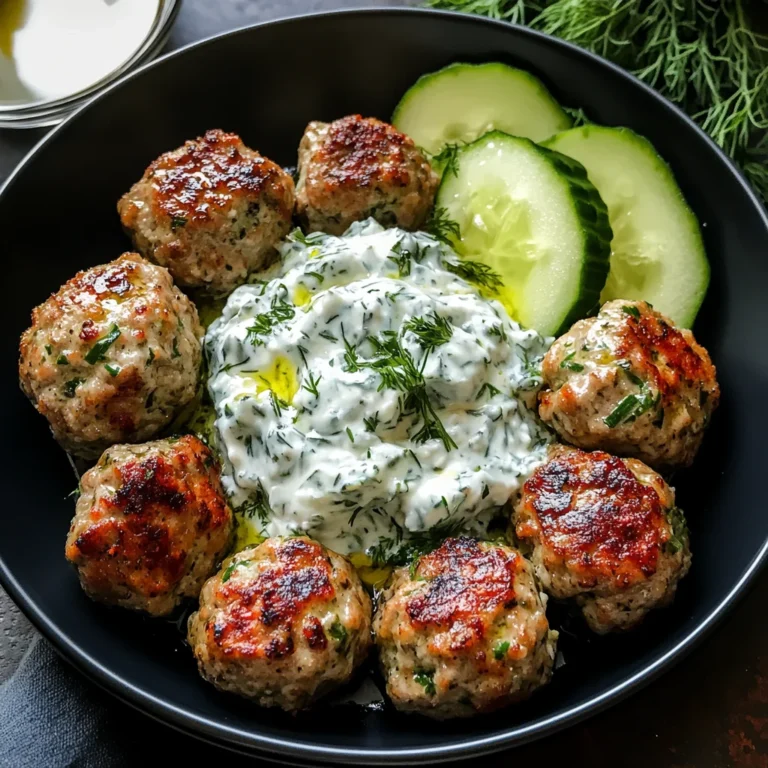 Greek Turkey Meatballs with Tzatziki Sauce 🥙🍖🥒