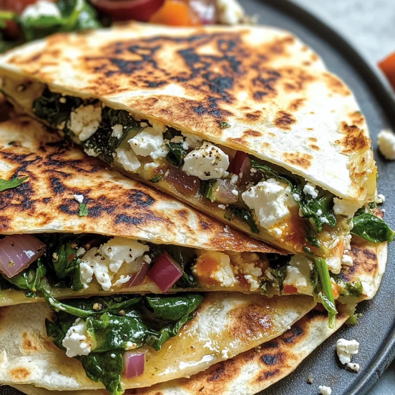 Mediterranean Quesadillas with Spinach, Feta, Mozzarella, and Red Onion