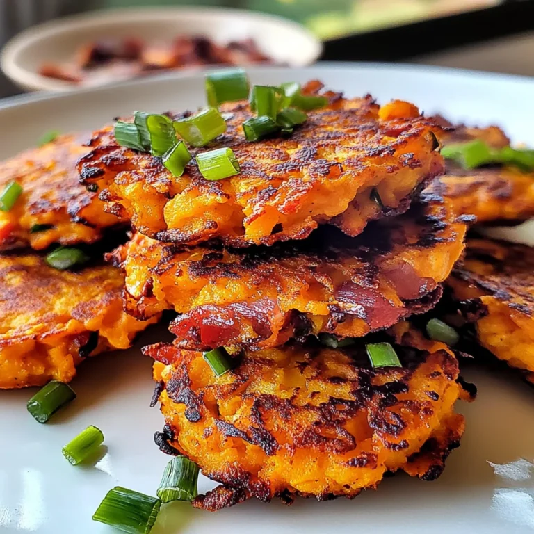 Sweet Potato Fritters with Turkey Bacon and Green Onions